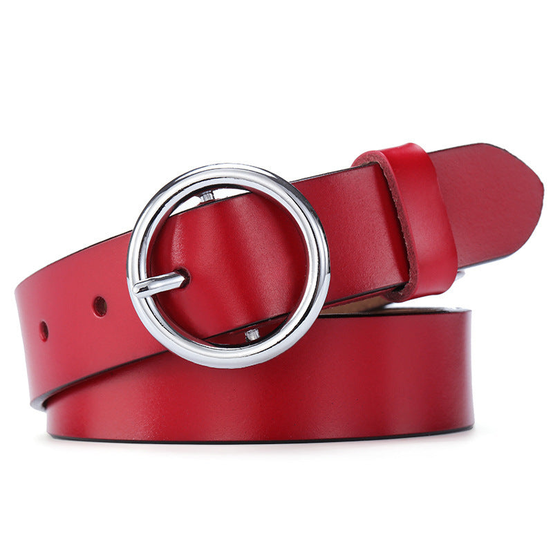 Round Buckle Belt Women Leather Korean Version Belt Limorista