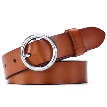 Round Buckle Belt Women Leather Korean Version Belt Limorista
