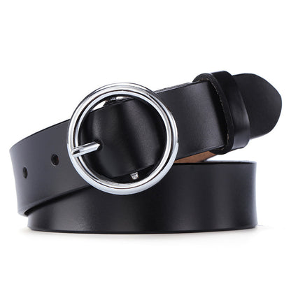 Round Buckle Belt Women Leather Korean Version Belt Limorista