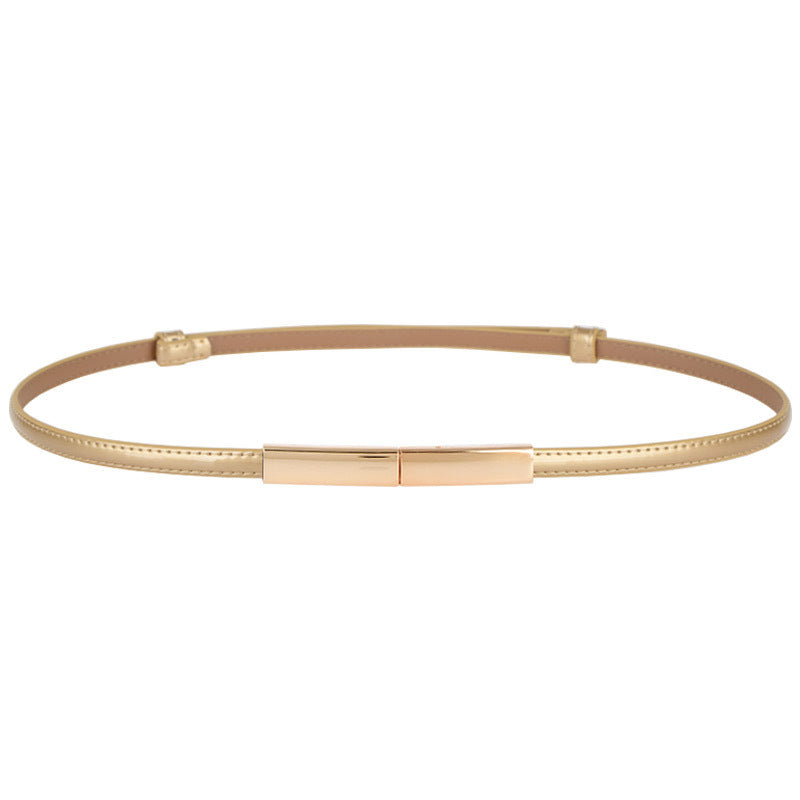 Ladies Simple And Versatile Leather Fashion Thin Belt Limorista