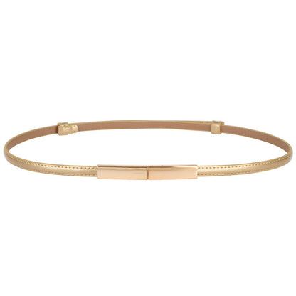 Ladies Simple And Versatile Leather Fashion Thin Belt Limorista