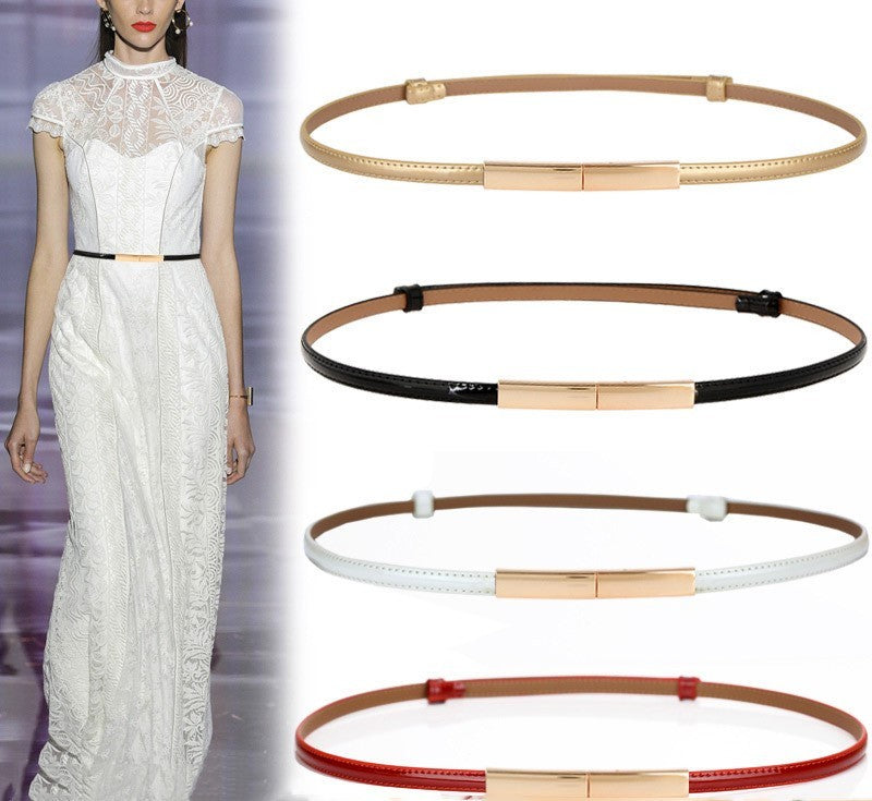 Ladies Simple And Versatile Leather Fashion Thin Belt Limorista