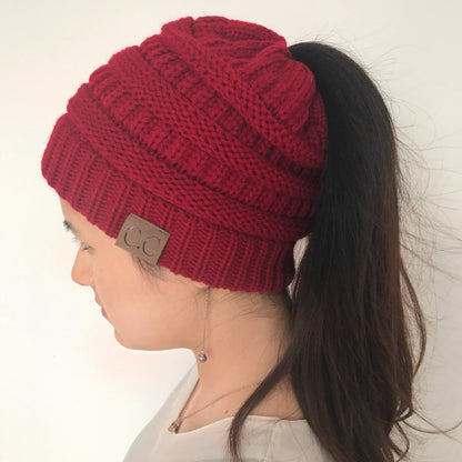 Knitted Ponytail Hat, Women&