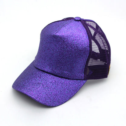 Ponytail Baseball Cap Korean Solid Color Sequins Limorista