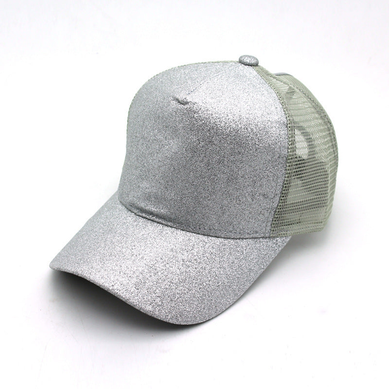 Ponytail Baseball Cap Korean Solid Color Sequins Limorista