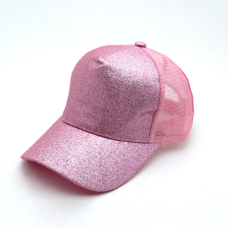 Ponytail Baseball Cap Korean Solid Color Sequins Limorista