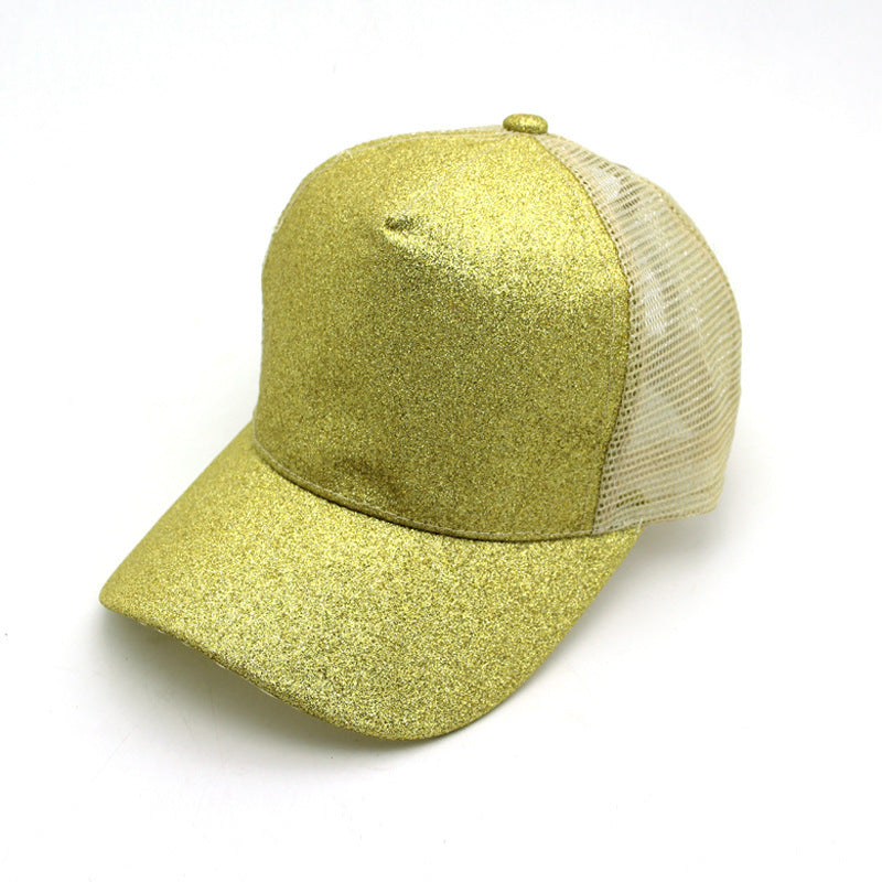 Ponytail Baseball Cap Korean Solid Color Sequins Limorista