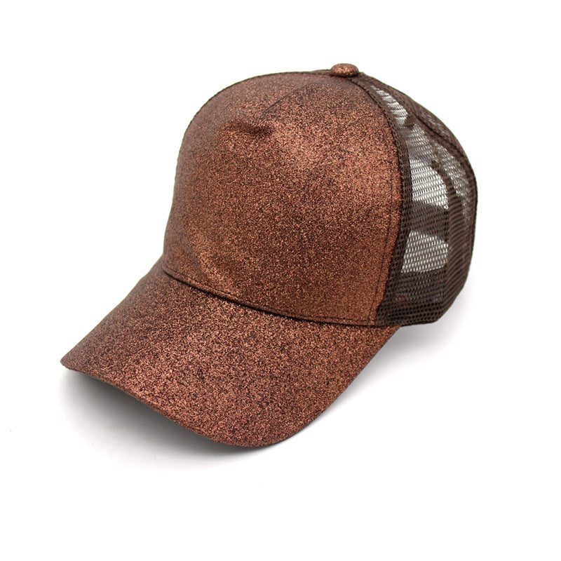 Ponytail Baseball Cap Korean Solid Color Sequins Limorista