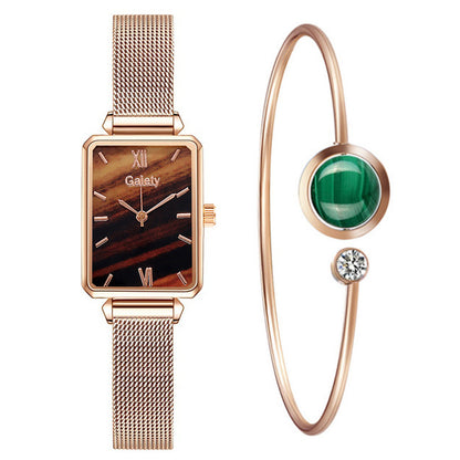 Alloy Mesh Belt Small Green Watch Korean Fashion Ladies Square Head Quartz Watch Limorista
