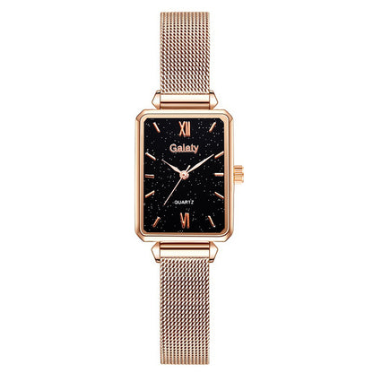 Alloy Mesh Belt Small Green Watch Korean Fashion Ladies Square Head Quartz Watch Limorista