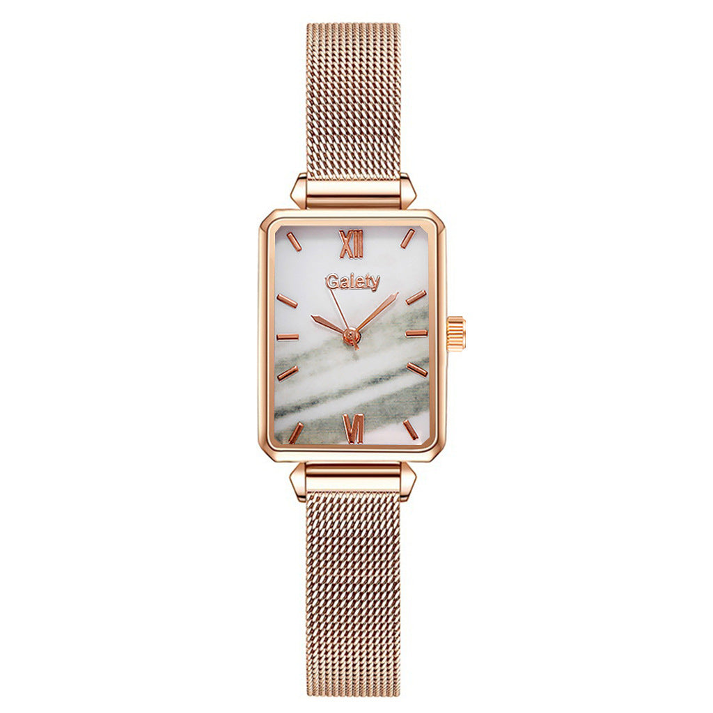 Alloy Mesh Belt Small Green Watch Korean Fashion Ladies Square Head Quartz Watch Limorista