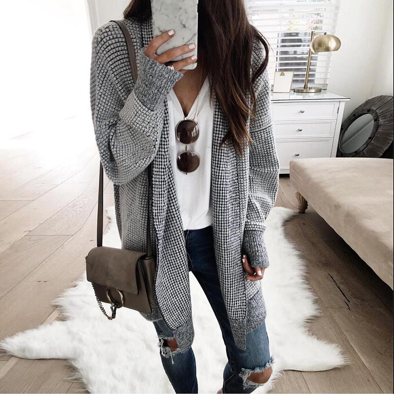 Ladies Fashion Plaid Woolen Cardigan Jacket Limorista