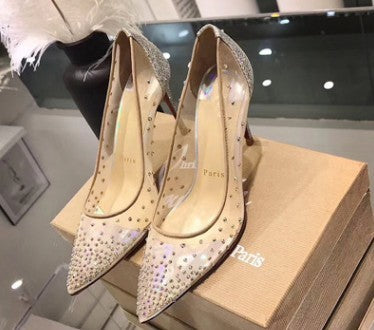 Mesh Rhinestone Transparent Women&