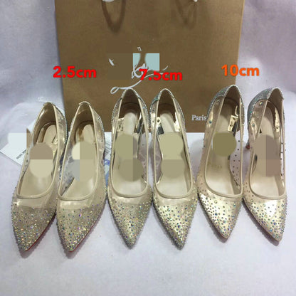 Mesh Rhinestone Transparent Women&