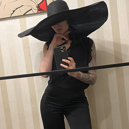 25CM Wide Brim Oversized Beach Hats For Women Large Straw Hat UV Protection Limorista