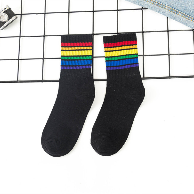 Cotton Wild Striped Men And Women Couple Sports Socks Limorista