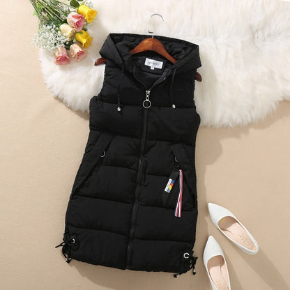 Sleeveless Waistcoat Mid-Length Hooded Waistcoat Limorista