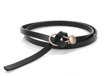 Thin Belt Ladies Fashion Dress With Two-Layer Cowhide Knotted Belt Factory Direct Supply One Generation Belt Limorista