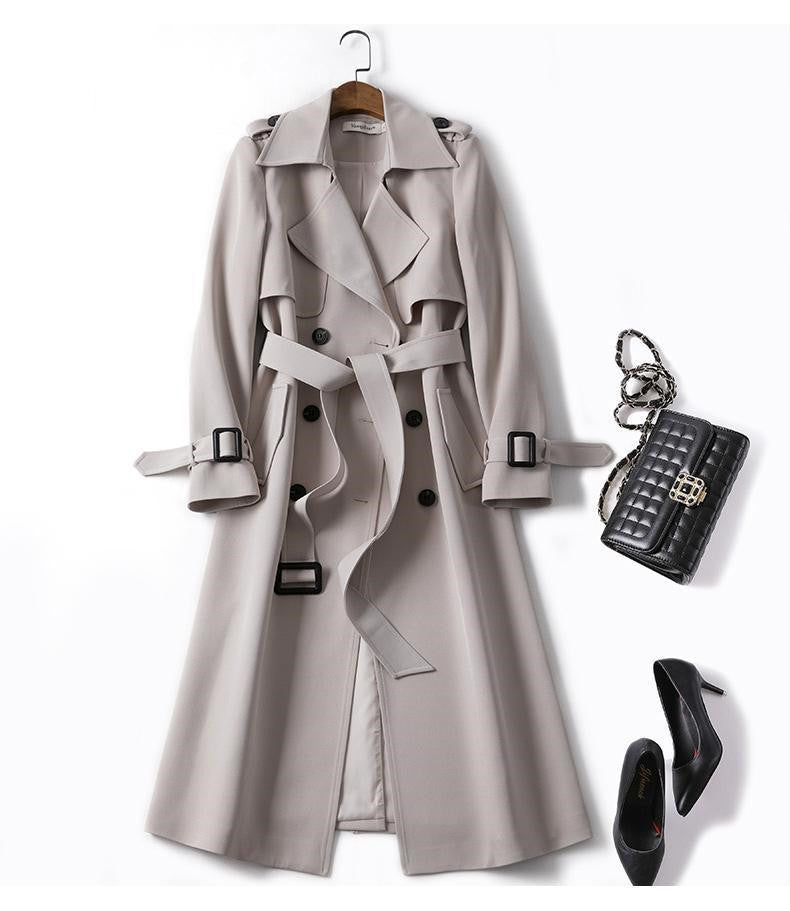 Double-breasted Mid-length Tie Trench Coat Limorista