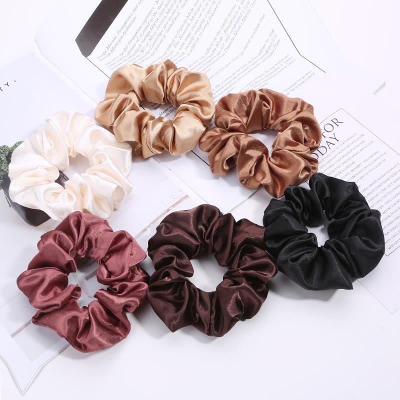 European And American Cloth Circle Head Rope Pure Color Headdress Hair Rope Limorista