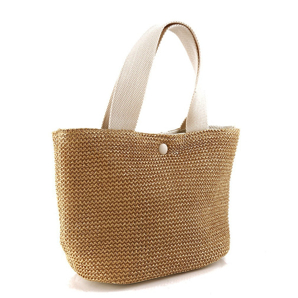 Free Size Sweet Temperament Design Straw Weave Fashion Simple Portable Bucket Bag Limorista