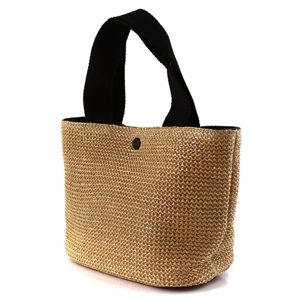 Free Size Sweet Temperament Design Straw Weave Fashion Simple Portable Bucket Bag Limorista