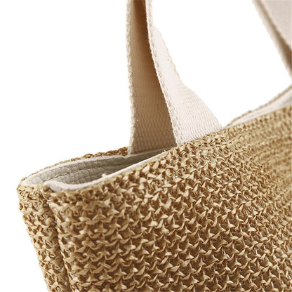 Free Size Sweet Temperament Design Straw Weave Fashion Simple Portable Bucket Bag Limorista