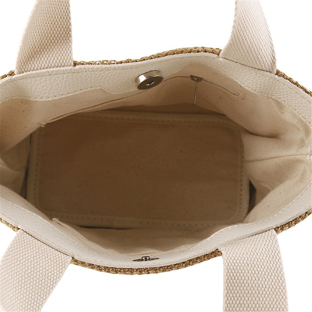 Free Size Sweet Temperament Design Straw Weave Fashion Simple Portable Bucket Bag Limorista