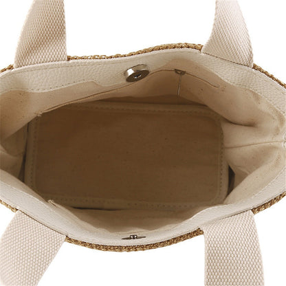 Free Size Sweet Temperament Design Straw Weave Fashion Simple Portable Bucket Bag Limorista