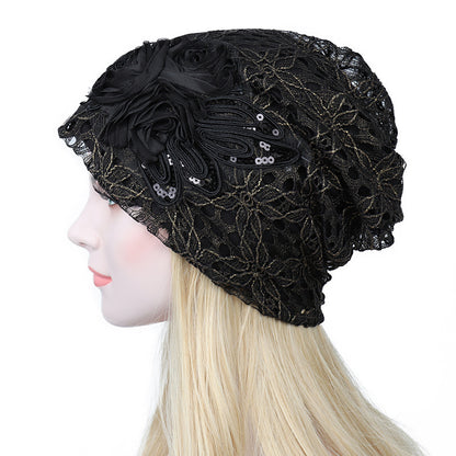 Ladies Double-layer Hollow Lace Confinement Hat Limorista