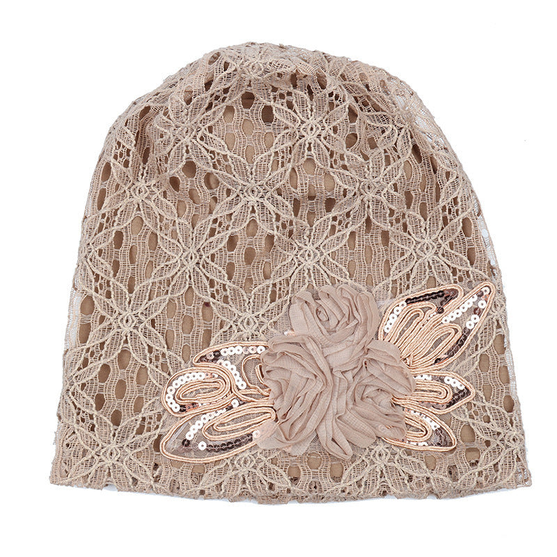 Ladies Double-layer Hollow Lace Confinement Hat Limorista