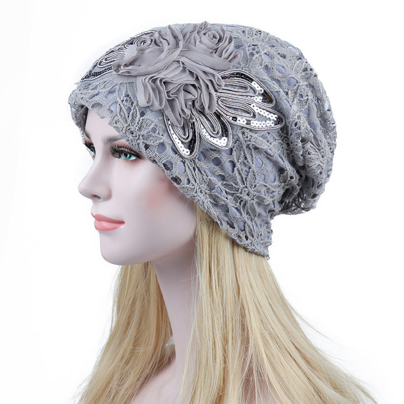 Ladies Double-layer Hollow Lace Confinement Hat Limorista