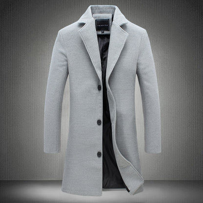 Autumn And Winter New Mens Solid Color Casual Business Woolen Coats Limorista
