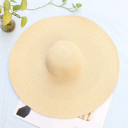 25CM Wide Brim Oversized Beach Hats For Women Large Straw Hat UV Protection Limorista