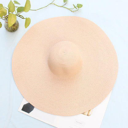 25CM Wide Brim Oversized Beach Hats For Women Large Straw Hat UV Protection Limorista