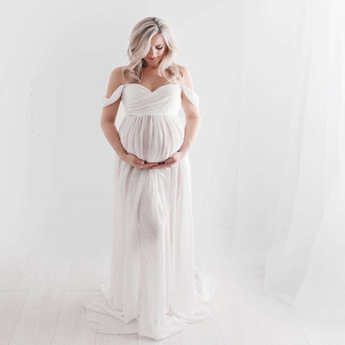 Maternity Photo Dress Front  Mopping Foor Long Skirt Dress Limorista