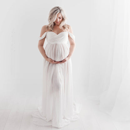 Maternity Photo Dress Front  Mopping Foor Long Skirt Dress Limorista