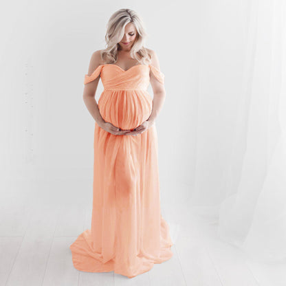 Maternity Photo Dress Front  Mopping Foor Long Skirt Dress Limorista