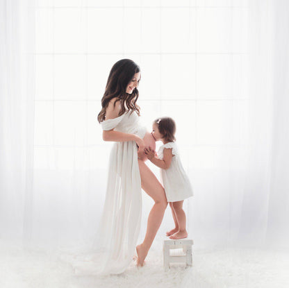 Maternity Photo Dress Front  Mopping Foor Long Skirt Dress Limorista