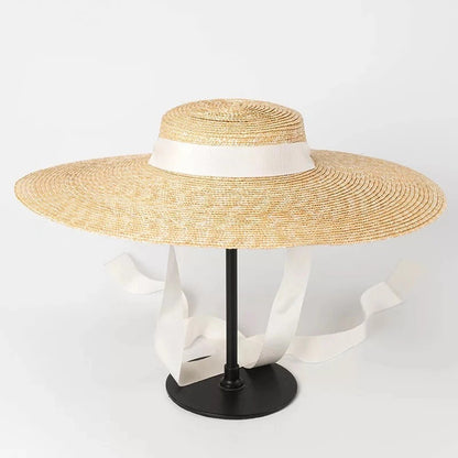 Simple And Fashionable Strappy Straw flat Top Straw Hat Sunshade Straw Straw Hat Limorista