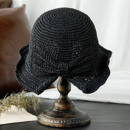 New Wholesale Ladies Summer Sun Visor Round Face French Big Brim Straw Hat Outdoor Sun Hat Fisherman Hat Female Limorista