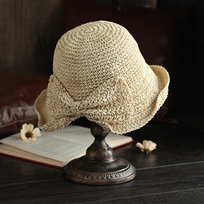 New Wholesale Ladies Summer Sun Visor Round Face French Big Brim Straw Hat Outdoor Sun Hat Fisherman Hat Female Limorista