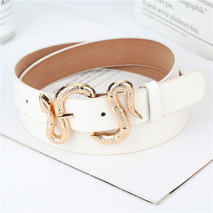 Fashion Snake Buckle Pu Belt All-Match Simple Jeans Suit Belt Limorista