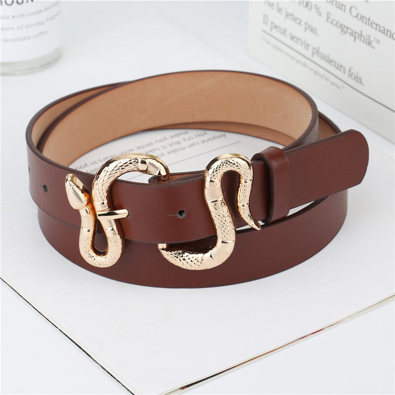 Fashion Snake Buckle Pu Belt All-Match Simple Jeans Suit Belt Limorista