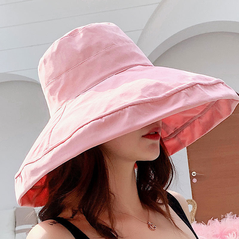 Net Red Fisherman Hat Ins Hat Female Japanese Wild Summer Korean Version Of The Tide Double-Sided Sun Hat Travel Cover Face Sun Hat Limorista