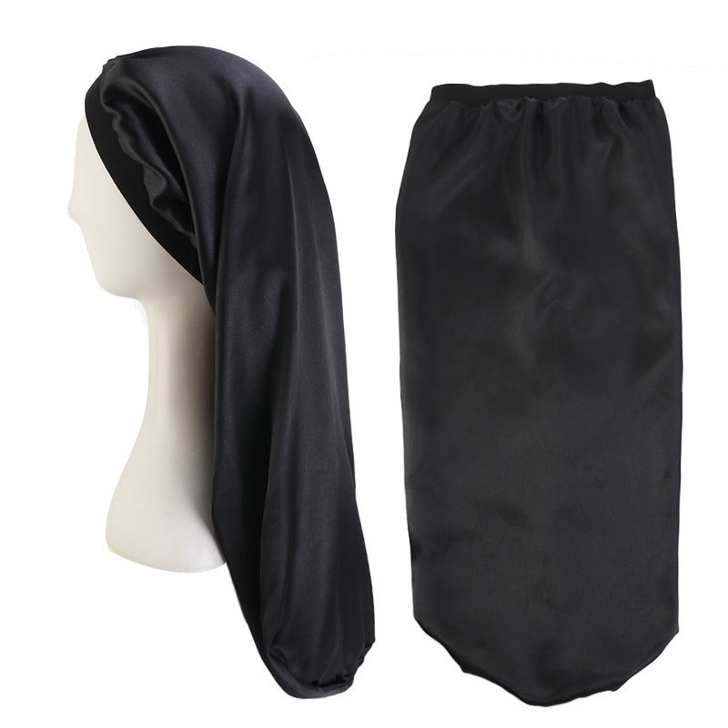 New High Elastic Wide Side Long Tube Satin Night Cap Long Hair Braid Hair Care Hat Limorista