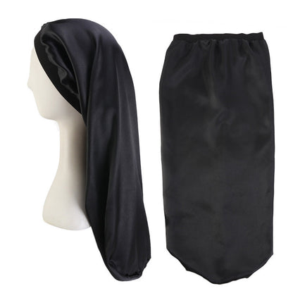 New High Elastic Wide Side Long Tube Satin Night Cap Long Hair Braid Hair Care Hat Limorista