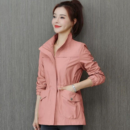 Korean Style Windbreaker With Waist And Slim Limorista