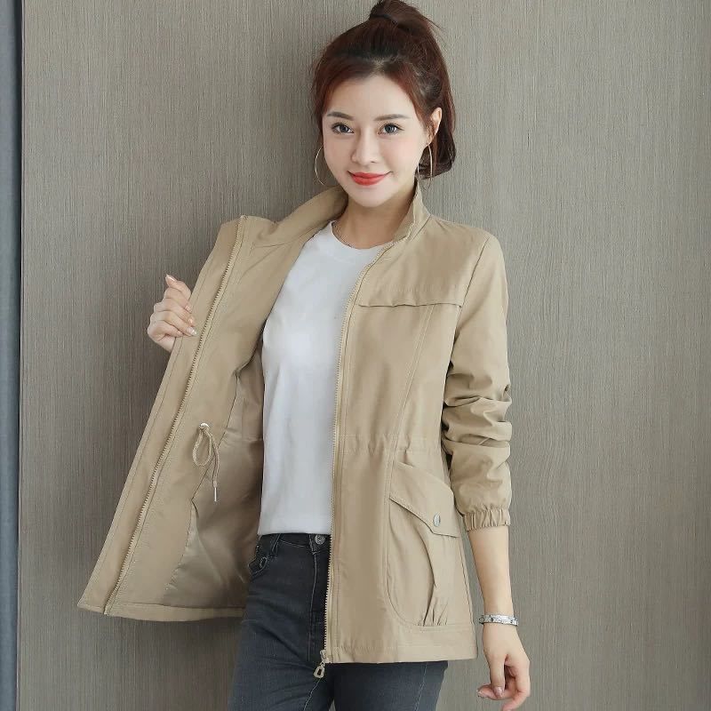Limorista - Korean Style Windbreaker With Waist And Slim