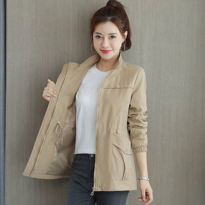 Korean Style Windbreaker With Waist And Slim Limorista